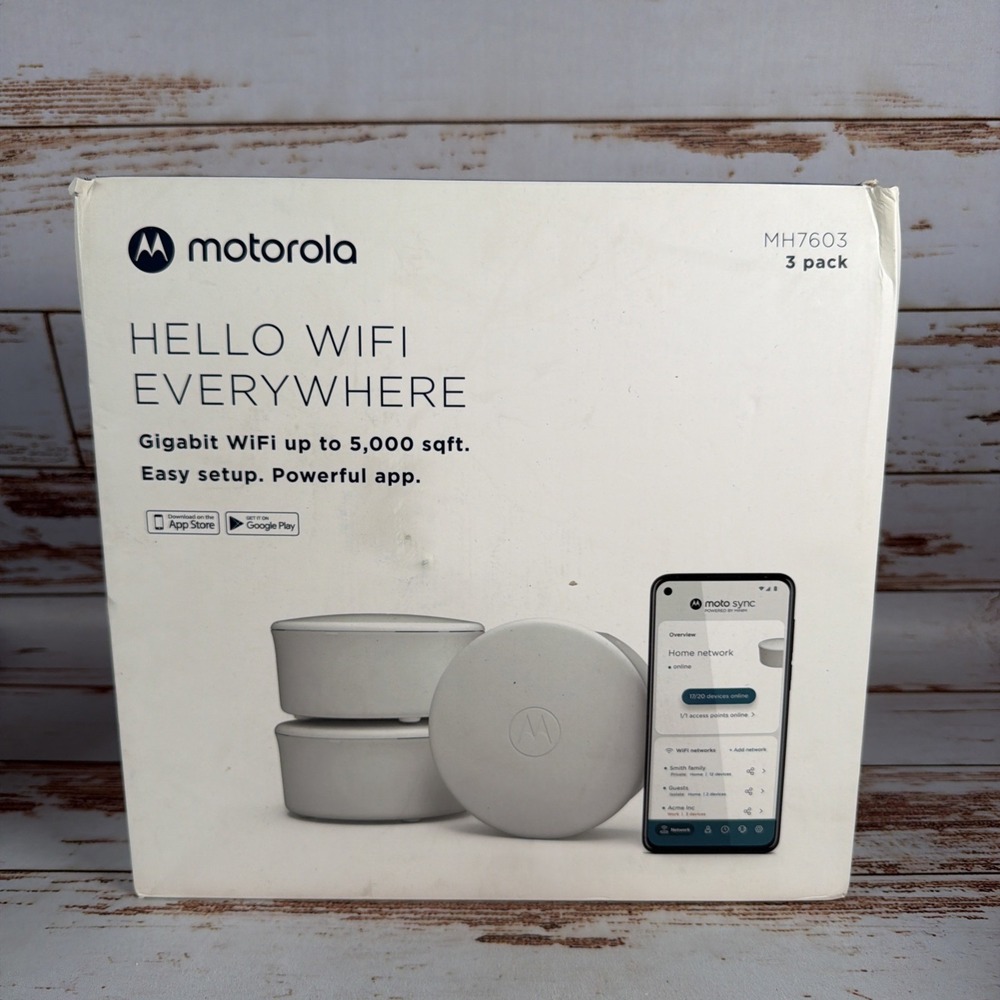Motorola AX1800 Mesh Wi-Fi System MH7603 3-Pack Wireless Routers White